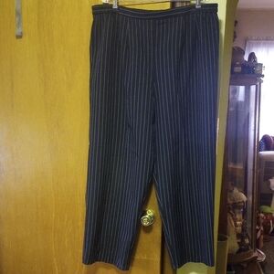 Black & White Polyester Pinstriped Pants, JT Collection, Elastic Waist. Size 22W